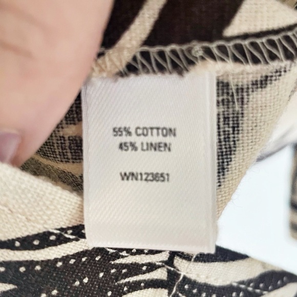 Amber Sun Linen/Cotton Blend Jacket Top 3/4 Sleeve Brown Palm Print (Medium) - Picture 9 of 10